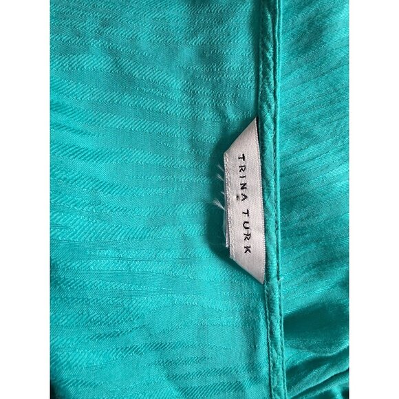 Trina Turk Aqua Crochet V-Neck Dress With Tassels & Drawstring Waist - Picture 5 of 7